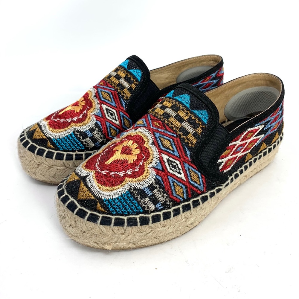 Johnny Was Aldorva Black embroidered espadrilles 6